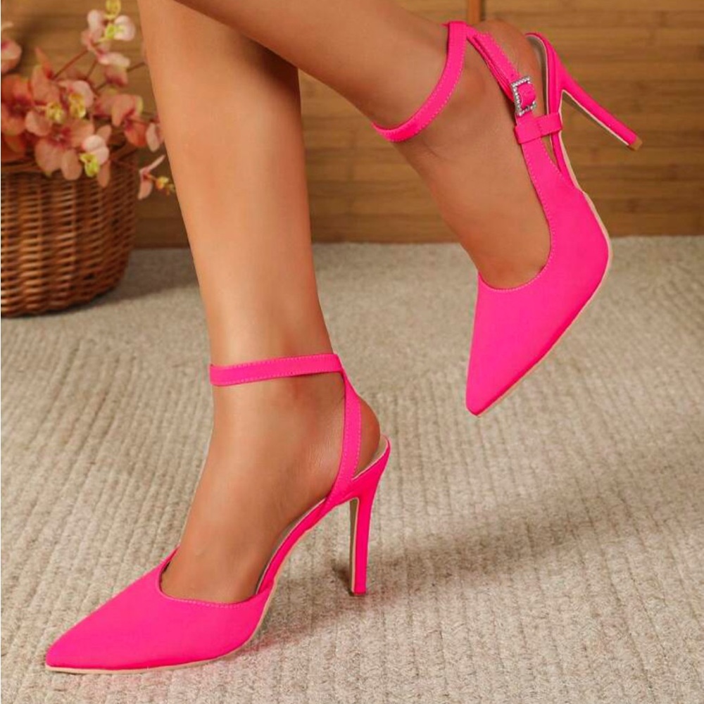 Ladies' Cross Straps Buckle Block Heel Sandals With Color-Block Design - Picture 4 of 4
